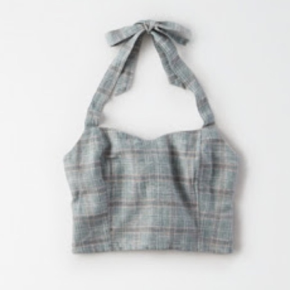 AmericanEagle Plaid Ruched Halter Top